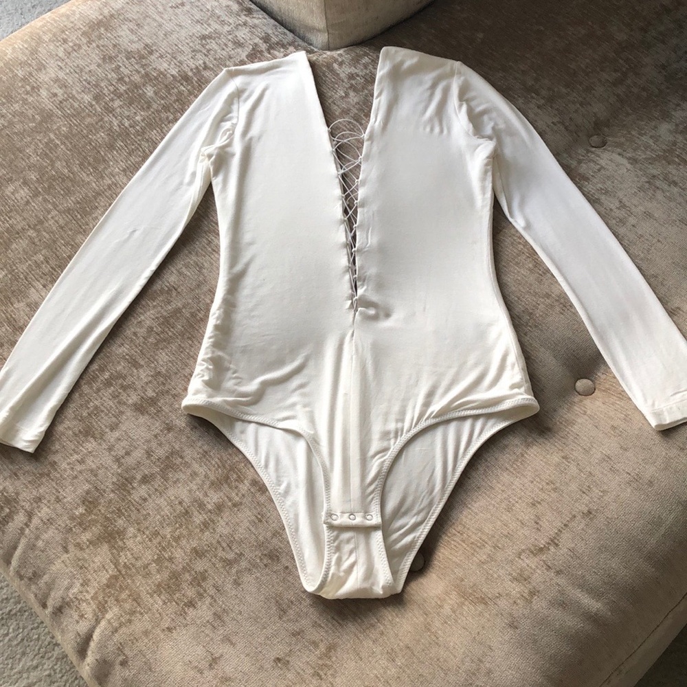 T by Alexander Wang “Lace Up” long-sleeve Bodysuit
